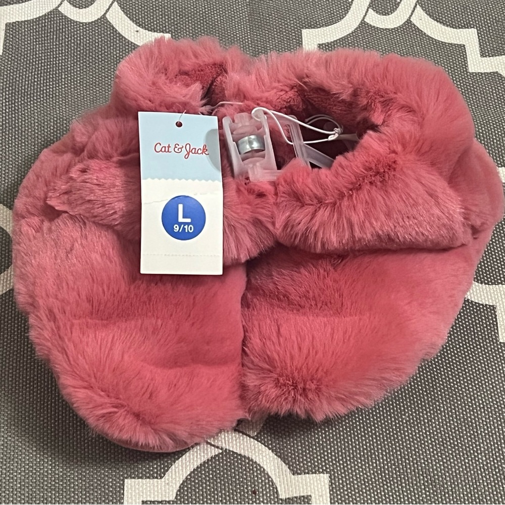 Cat and Jack Fuzzy and Warm Pink Slippers